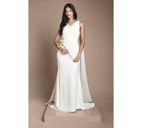 Coast Petite Chiffon Cowl Back Detail Wedding Dress In Ivory ivory 12