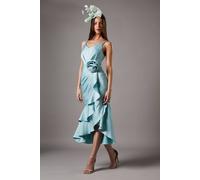 Coast Petite Corsage Crepe Ruffle Dress sage 8