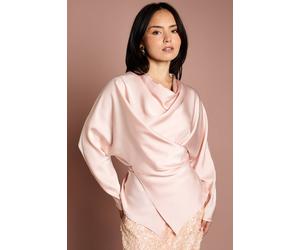 Coast Petite Cowl Neck Long Sleeve Blouse In Champagne champagne