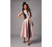 Petite Crepe colour Block Midi Dress Coast Blush 6