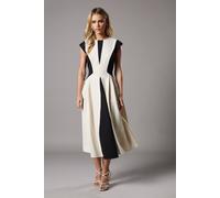 Coast Petite Crepe Colour Block Midi Dress In Mono mono 6