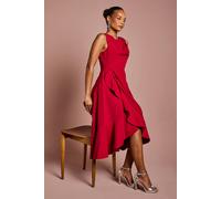 Coast Petite Crepe Ruffle Dress With Low Back In Berry berry 6