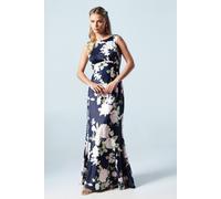 Coast Petite Dahlia Floral Printed Cowl Back Bridesmaid Dress In Navy navy 10