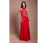 Coast Women's Petite Embellished Maxi Dress With Godet Pleats in Red | Size: 10 Coast Red 10