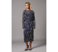 Coast Petite Hand Embellished V Back Midi Dress In Navy navy 6