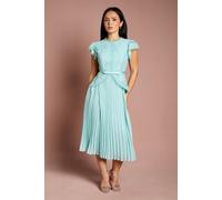 Coast Petite Lace Bodice Peplum Midi Dress In Light Blue light blue