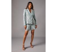Coast Petite Lace Shorts With Satin Waist In Blue blue 6