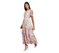 Coast Women's Petite Lace Trim Detail Embroidered Mesh Midi Dress in Blush | Size: 10 Coast Blush 10