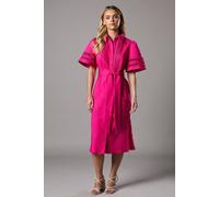 Coast Petite Lace Trim Full Sleeve Shirt Dress In Pink pink 6
