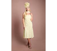 Coast Women's Petite Lisa Tan Scarf Detail Lace Maxi Dress With Godets in Lemon | Size: 8 Coast Lemon 8
