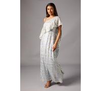 Petite Metallic One Shoulder Maxi Dress Coast Light Blue 10