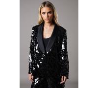 Coast Petite Party Disc Sequin Satin Trim Blazer In Black black 6