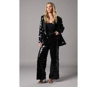 Coast Petite Party Disc Sequin Satin Trim Trouser In Black black 8