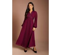 Coast Petite Petite Pleat Detail Lace Trim Maxi Dress In Fig fig