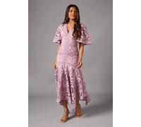 Coast Petite Placement Lace Hanky Hem Dress In Lilac lilac 4