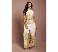Coast Petite Placement Print Wide Leg Trouser In Yellow yellow 14