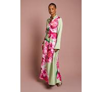 Coast Petite Placement Print Wrap Front Gown In Sage sage 10