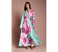 Coast Women's Petite Placement Print Wrap Front Gown in Sage | Size: 6