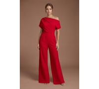 Coast Women's Petite Pleat Off-The Shoulder Jumpsuit in Flame Red | Size: 8 Coast Flame Red 8