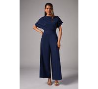 Coast Petite Pleat Off The Shoulder Jumpsuit In Navy navy