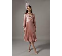 Coast Petite Pleat Skirt Midi Dress In Rose rose 6