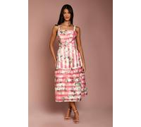Coast Petite Printed Floral Burnout Organza Midi Dress In Pink pink