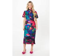Coast Petite Printed Puff Sleeve Midi Dress In Plum plum 6