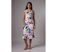 Coast Petite Printed Ruched Slinky Dress In Blush blush 6