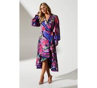 Coast Petite Printed Satin Wrap Wedding Guest Dress multi 8