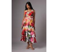 Petite Printed Tiered Organza Strappy Dress Coast Multi 8