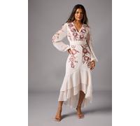 Coast Petite Sequin Embellished And Embroidered Hi-Lo Maxi Dress In Blush blush 6