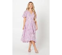 Coast Petite Sequin Lace V Neck High-Low Midi Dress In Mauve mauve 6