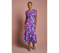 Coast Petite Short Sleeve Chiffon Midi Dress In Blue blue 6