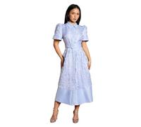 Coast Petite Short Sleeve Shirt Jacquard Midi Dress, 10, Blue
