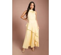 Coast Women's Petite Sleeveless Ruffle Pleat Satin Back Crepe Dress in Lemon | Size: 10 Coast Lemon 10