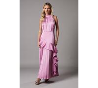 Coast Petite Sleeveless Ruffle Pleat Satin Back Crepe Dress In Rose rose 10