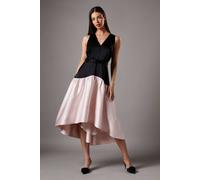 Coast Petite Sleeveless Satin Drop Waist Midi Dress In Mono mono 8