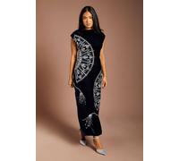 Coast Women's Petite Sleeveless V Back Velvet Embellished Midi Dress in Navy | Size: 18 Coast Navy 18