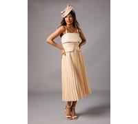 Coast Petite Square Neck Midi Dress In Champagne champagne 6