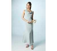 Coast Petite Twist Detail Cowl Neck Satin Bridesmaid Dress In Sage sage 8
