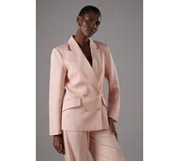 Coast Pinstripe Double Breasted Blazer In Peach peach 12