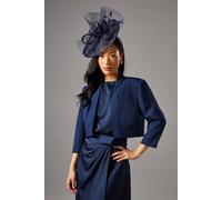 Coast Pleat Detail 3/4 Sleeve Crop Jacket In Navy navy 8