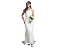Coast Pleat Detail Halter Neck Fishtail Satin Maxi Wedding Dress, 14, Ivory