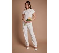 Coast Women's Pleat Front Straight Leg Formal Bridal Trousers in Ivory | Size: 16 Coast Ivory 16