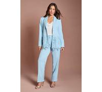 Coast Women's Pleat Front Straight Leg Formal Trouser in Light Blue | Size: 14 Coast Light Blue 14