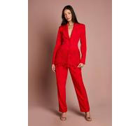 Coast Women's Pleat Front Straight Leg Formal Trouser in Red | Size: 14 Coast Red 14