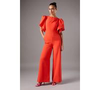 Coast Pleat Ruffle Sleeve Jumpsuit In Orange orange 10