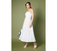 Coast Pleated Hem Bandeau Midi Dress In White white 12