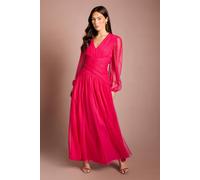 Coast Women's Pleated Mesh Midaxi Dress in Raspberry | Size: 16 Coast Raspberry 16