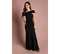 Coast Women's Pleated One Shoulder Bardot Fit & Flare Maxi Dress in Black | Size: 10 Coast Black 10